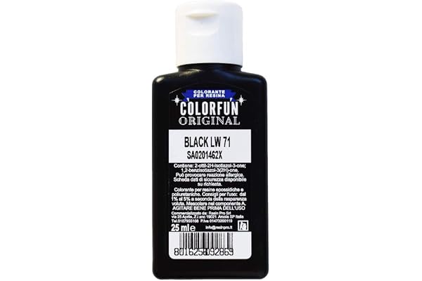 Resin Pro 25 ml Color Fun Colorant Liquide Noire Brillante, Pigment Liquide Colorant pour résine époxy transparente, idéale pour les arts, les loisirs et le bricolage