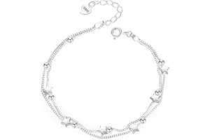 MNSCONKL Pulsera para mujer de plata para circonita, corazón estrella, trébol de cuatro hojas, pulsera de la amistad, pulsera ajustable, ideas de regalo para niñas y mamás o damas