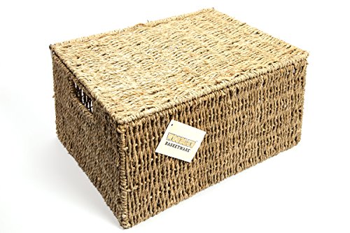 WoodLuv Aufbewahrungskorb aus Seegras, extra groß, mit Deckel - 2