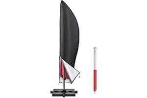 BROSYDA Housse de protection pour parasol avec tige - Housse de protection pour parasol - Avec fermeture éclair - Tissu Oxford imperméable et respirant - Noir - 265 x 40/70/50 cm BSD-0