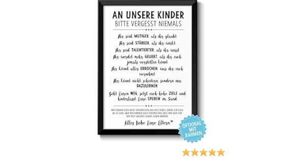 Vergiss Niemals Bild Mit Spruch Rahmen Optional Persönliche