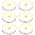 Lychico Motion Sensor Lights Indoor, 6 Pack Wireless LED Night Light, USB Rechargeable Battery Powered Safety Lamp for Stair, Bedroom, Living Room, Bathroom, Wardrobe, Garage, Kitchen Under Cabinets