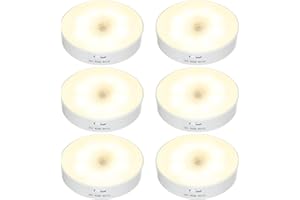 Lychico Motion Sensor Lights Indoor, 6 Pack Wireless LED Night Light, USB Rechargeable Battery Powered Safety Lamp for Stair, Bedroom, Living Room, Bathroom, Wardrobe, Garage, Kitchen Under Cabinets