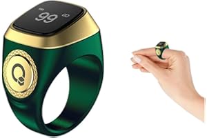 Anlising Anneau Numérique Musulman, Anneau Compteur Prière, Compteur Numérique Musulmane Anneau, Tasbih Prière Compteur Numérique, Anneau Intelligent Compteur, Anneau de Compteur de Prière (Vert,18MM)