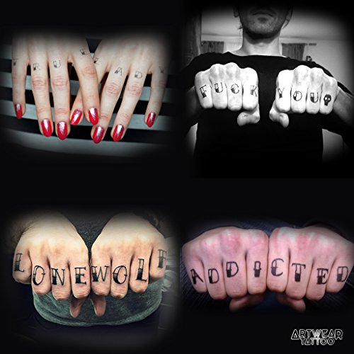 Artist Temporary Tattoo (water transfert) "Knuckle Tattoo Letters" - ArtWear Tattoo - B9999 M