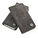 Produktbild QIOTTI > Sony Xperia Z3 PLUS / Z4 < incl. PANZERGLAS H9 HD+ Booklet Wallet Case Hülle Tasche aus echtem Kalbsleder mit KARTENFÄCHER und STANDFUNKTION in CARRIER SLIM ALCANTARA GREY