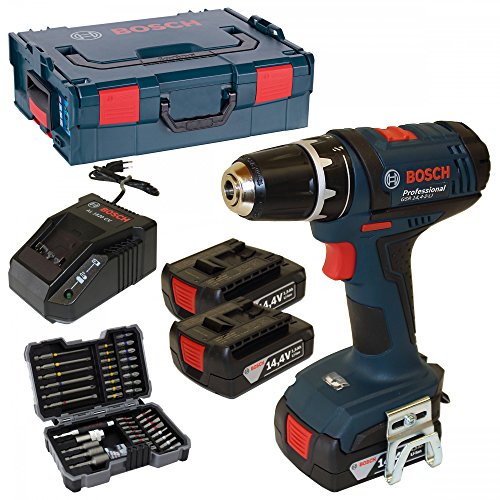 Bosch Akku-Bohrschrauber GSR 14,4-2-LI Professional, 3x1,5 Ah Akkus, Ladegerät 1820 CV, L-Boxx Gr. 2 + EXTRA Bosch Bitsortiment 43 tlg.