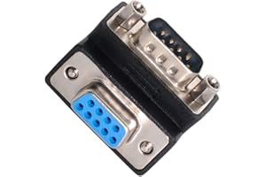 cablecc Adaptador de extensión DB9P en ángulo de 90 grados a D-Sub-RS232-9 pines