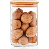 Deconox 1100ml Sızdırmaz Vakumlu Bambu Kapaklı Borosilikat Cam Kavanoz &ndash; Hava Ge&ccedil;irmez & Dayanıklı Gıda Saklama Kabı (10cm x 