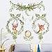 Price comparison product image Green Tree Leaf Garland Deer Wallpaper Self Adhesive Poster Home Living Room Saloon Store Decor Cute Deer Wall Sticker Decal