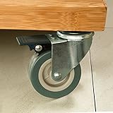 SoBuy® Luxus-Küchenwagen aus hochwertigem Bambus mit Edelstahlarbeitsplatte,Kücheninsel,Küchenschrank,B129xT46xH91cm FKW14-N - 9