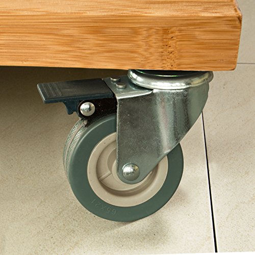 SoBuy® Luxus-Küchenwagen aus hochwertigem Bambus mit Edelstahlarbeitsplatte,Kücheninsel,Küchenschrank,B129xT46xH91cm FKW14-N - 9