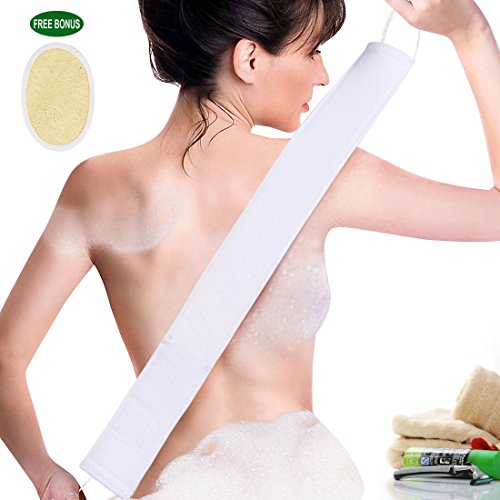 ACEVIVI 100% Natural Exfoliating Loofah Back Scrubber, Bath & Shower Clean Body Scrub with Handle