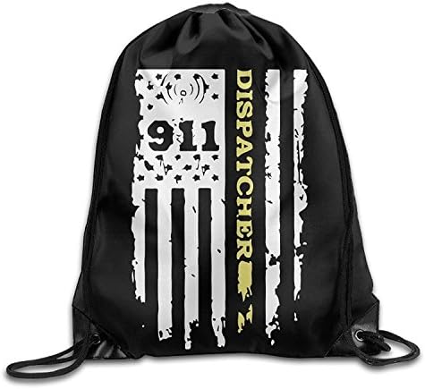 Yesliy 911 Dispatcher Thin Gold Line Drawstring Backpack Bag Beam Mouth Sports Sackpack Shoulder Bags For Men/Women
