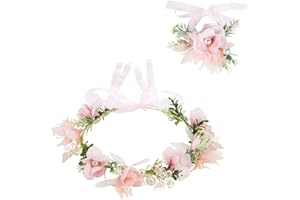 ZOOMPIL Bandeau à Cheveux pour Femme, Flower Headband Pearl Couronne de Fleurs, Floral Guirlande Couronne Bandeaux Filles Serre Tête, Bandeau Réglable pour Party Travle Beach Mariage