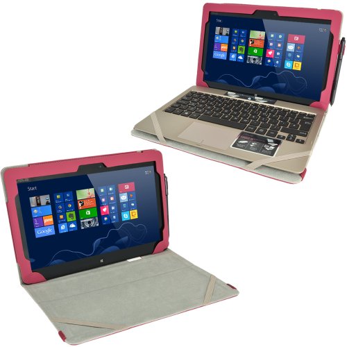 igadgitz Rosa PU Ledertasche Hülle Folie Cover für Asus Vivo Tab TF810 11.6″ Tablet mit Multi Winkelbetrachtung Stand + Tastatur Dock - 6