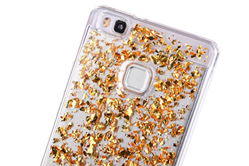 Für Huawei P10 Lite Hülle Glitzer ,SKYXD Blattgold Funken Flocken Pailletten Design Schutzhülle Weiche TPU Transparent Silikon Handyhülle mit [ Koala Staubstecker + Eingabestift ] Glanz Kristall Handytasche Schick Klar Zurück Haut Schlank Etui Schale Fall – Gold - 4
