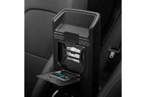 Spigen Tesla Model Y 2025 Juniper Model 3 Highland 2024 2025 Boîte de Rangement Cachée pour Console Centrale Accoudoir, Une Touche Boîte de Rangement pour Tesla Accessoires - Édition Carbone