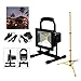 Produktbild Hengda® 30W Schwarz Warmweiß LED AKKU Strahler Fluter Campinglampe Nachtfischen nächtliche Notreparaturen bei KFZ Werkstatt Baustrahler Handlampen mit Stativ