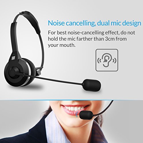 FRiEQ Cuffie Auricolare Multipoint con Cancellazione di Rumori universale Wireless e Bluetooth (4.0), 30 Ore di conversazione con Microfono incorporato per iPhone 6 / 5s / 4 / 4s, LG, Sony, Blackberry, Samsung, HTC, Nokia, Smartphone - Compatibile con tutti i dispositivi Bluetooth