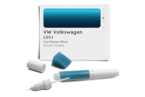 Genuine Colors Pennarello a vernice Carribean Blue LD5J compatibile/ricambio per VW Volkswagen blu [include uno strumento di lisciatura]