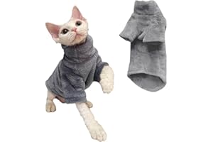 NAVESO Cats Vest Turtleneck Sweater, Sphinx Hairless Cat Clothes, Kittens Winter Clothes, Two-Legged Pet Turtleneck Sweater and Vest for Sphynx Hairless Cat Chihuahua Bulldogs, (Grey) L