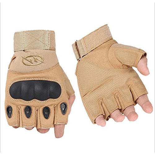 FMEU Medio Dedo Guantes Tácticos Dedo Completo Deportivo Antideslizante Pantalla Táctil para Moto Motocicleta Excursión Bici Ciclismo Deporte Ejercicio Fitness Bicicleta,1 Par (XL, marrón)