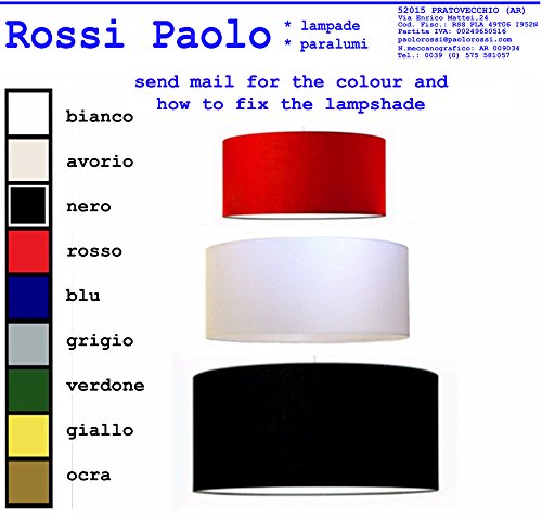 Idea Beleuchtung: Zylinder Lampenschirm zylindrisch Kapuze Lampenabdeckung in Stoff laminiert PVC-Folie, Durchmesser 40 cm; für Lampen Stehleuchten aus dem Boden Wandleuchten Nachttischlampe Kronleuchter und Suspensionen Weiß, Elfenbein, schwarz Wahl, siehe die Erläuterungen Seite und senden E-Mail; eigene Produktion - Made in Italy