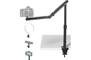 viozon Overhead Stativ,Kamera Halterung,Überkopfstativ mit flexiblem Aluminiumlegierung-Federarm,360° Kugelkopf, 1/4″ & 3/8″ Anschluss,für DSLR-Kamera,Projektoren,Mikrofone,Ringlicht,Webcam,4–7″ Handy