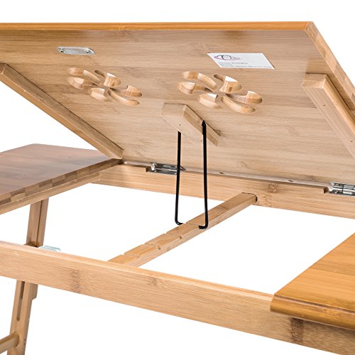 TecTake Laptoptisch Notebooktisch Betttisch faltbar höhenverstellbar aus Bambus mit Getränkehalter 72x35cm - 6