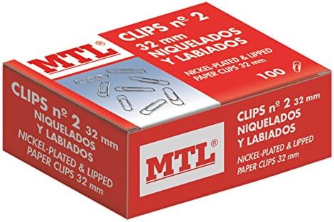 MTL - Pack of 100 Nickel-Plated Paper Clips 32 mm