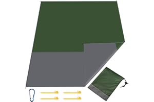 BROVAMO Koc plażowy, bez piasku, ultralekki, piknikowy, wodoszczelny, 210 x 200 cm, piaskowy, kempingowy, z 4 mocowaniami, odporny na piasek, podkładka pod namiot na wędrówki, kemping – zielony trawiasty