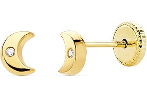ALDA JOYEROS Pendientes Bebé Alana Oro Amarillo 18K luna 4mm