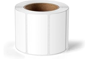 YIKIADA Biała etykieta termiczna, winylowa, 25 x 50 mm, rolka prostokątna, samoprzylepna, naklejka adresowa, wodoszczelna, naklejka na imię, kod kreskowy QR Code DIY, 500 sztuk