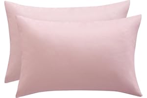 RUIKASI Pink Pillow Cases 2 Pack - Rose Pink Plain Pillowcases with Envelope Closure Breathable Premium Brushed Microfiber Set of 2 Pillow Covers Standard 50x75 cm