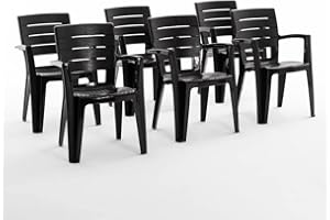 RATTATAN Anita - chaises d'extérieur et de Jardin empilables en résine Effet Bois avec accoudoirs (6, Anthracite)
