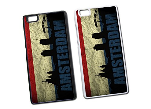 Huawei Holland Amsterdam Hard Tasche Flip Hülle Case Cover Schutz Handy P8 Lite 2017 Schwarz