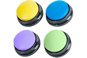 BYNYXI Buzzer Enregistrable, 4 Bouton de Conversation Enregistrable pour Chien avec Fonction dEnregistrement Chien Boutons Communication Formation Buzzer 30 Secondes Enregistrement Chien Parlant de Boutons