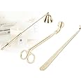 YURROAD 3 in 1 Candle Wick Trimmer Set with Wick Trimmer Candle Wick Dipper Candle Snuffer Extinguisher Candle Accessories Wick Cutter for Candle Lovers Candle Care Kit (Gold)