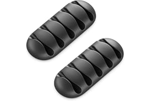 deleyCON 2x Uchwyt Kablowy Zacisk Kablowy po 5 Kabli Prowadnik Kabli Porządkowanie Kabli Organizer do Domu Biura Biurka Wytrzymały Paski Klejowe Czarny