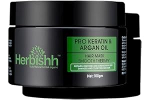 Herbishh Argan Hair Mask-Deep Conditioning & Hydration For Healthier Looking Hair for very Dry, Weak, Stressed Out Hair, No Sulphates, No Parabens (100gm)