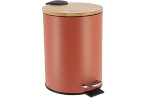 Tendance - Poubelle metal frein de chute 2,5l - terracotta/bambou