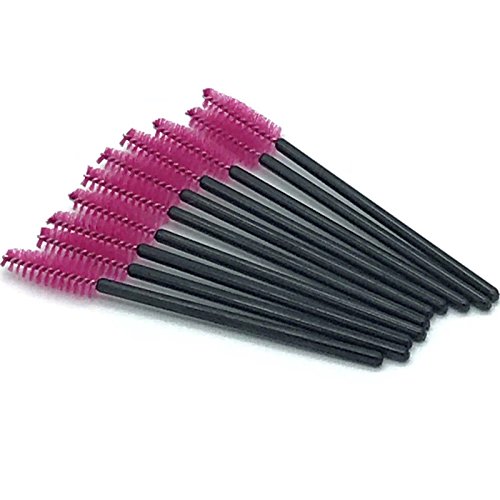 50 unidades de cepillos para extensiones de pestañas (en negro y rojo vino)