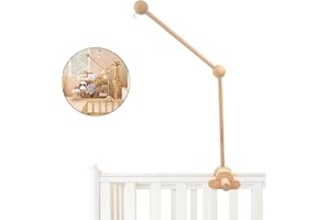 Supporto mobile, AolKee Mobile Bracket Legno, Mobile Baby, Lettino regolabile rimovibile Braccio mobile Culla appesa Mobile/Windshield Giocattoli, Accessori letto per bambini, Marrone
