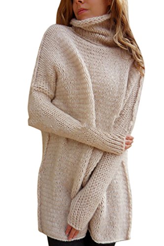 Les Femmes Plus Élégante Veste De Tricot Crochet De Manteau Pull Col Roulé Gros Hiver Haut De La Page Pink L