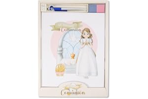 A ARGUVAL EDITORIAL Libro Comunión niña Altar + bolígrafo Soporte móvil + tampón para Dejar Huellas en Dos Colores| Medidas Libro 29 x 24 cm| Arguval