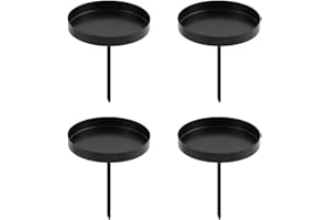 SPRINLOT Kerzenhalter Adventskranz, 8 cm Kerzenständer Schwarz 4 Stück, Adventskerzenhalter Metall, Kerzenhalter Stumpenkerzen, Stabkerzenhalter Kerzenteller für Adventsgirlande Blumentopf