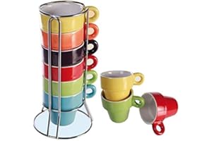 Find A Spare - Set di 6 tazze da caffè impilabili da 60 ml, con supporto per tazze