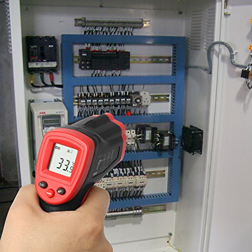 Laser Infrarot Thermometer, Eventek Pyrometer Temperaturmessgerät -50 bis +380°C, Berührungslos Thermometer Digital LCD Beleuchtung, schwarz/rot - 4