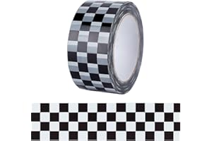 GOMAKERER 1 Rolle Kariertes Flaggenband, Kariertes Klebeband, Rennwagen-Klebeband, Bedrucktes Klebeband, Schwarz-Weißes Klebeband, Rolle 100 m, Für Scrapbooking, DIY, Basteln, Box-Dekoration
